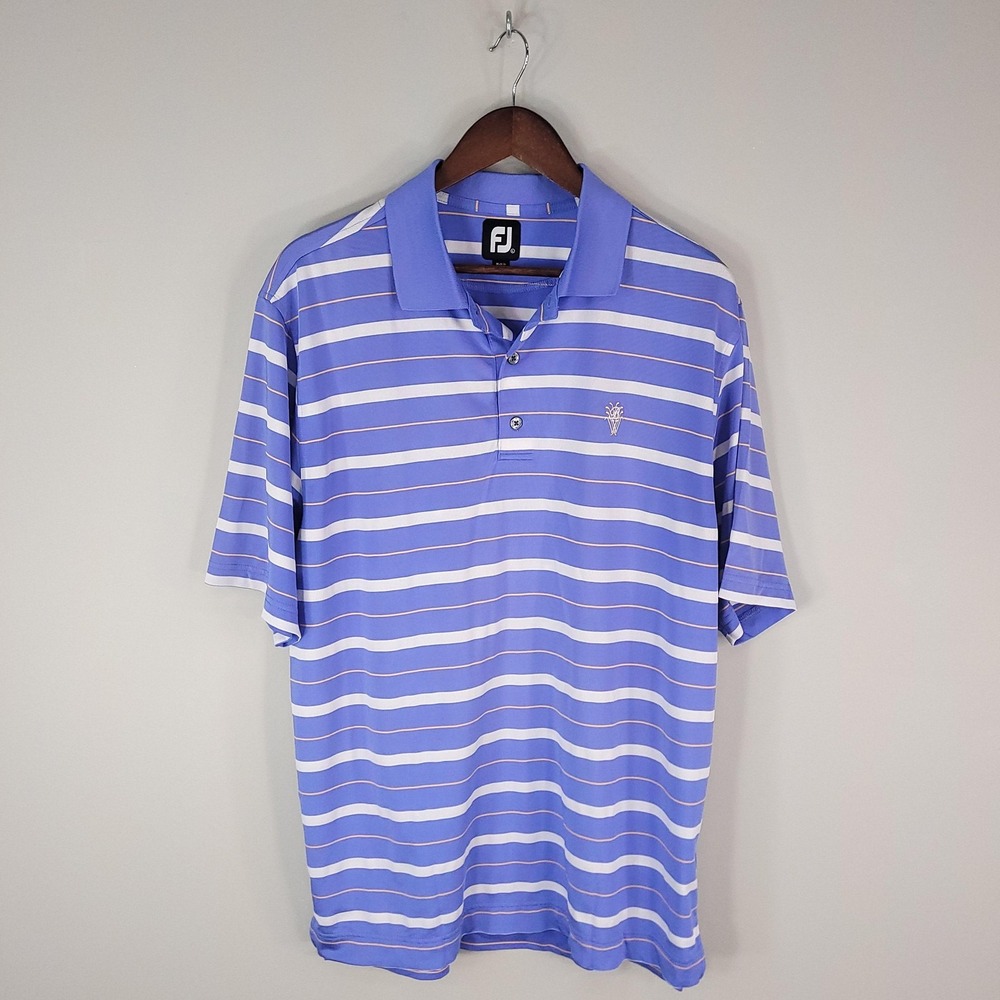 FootJoy Polo Shirt Mens Large‎ Purple Striped Golf Performance Lightweight